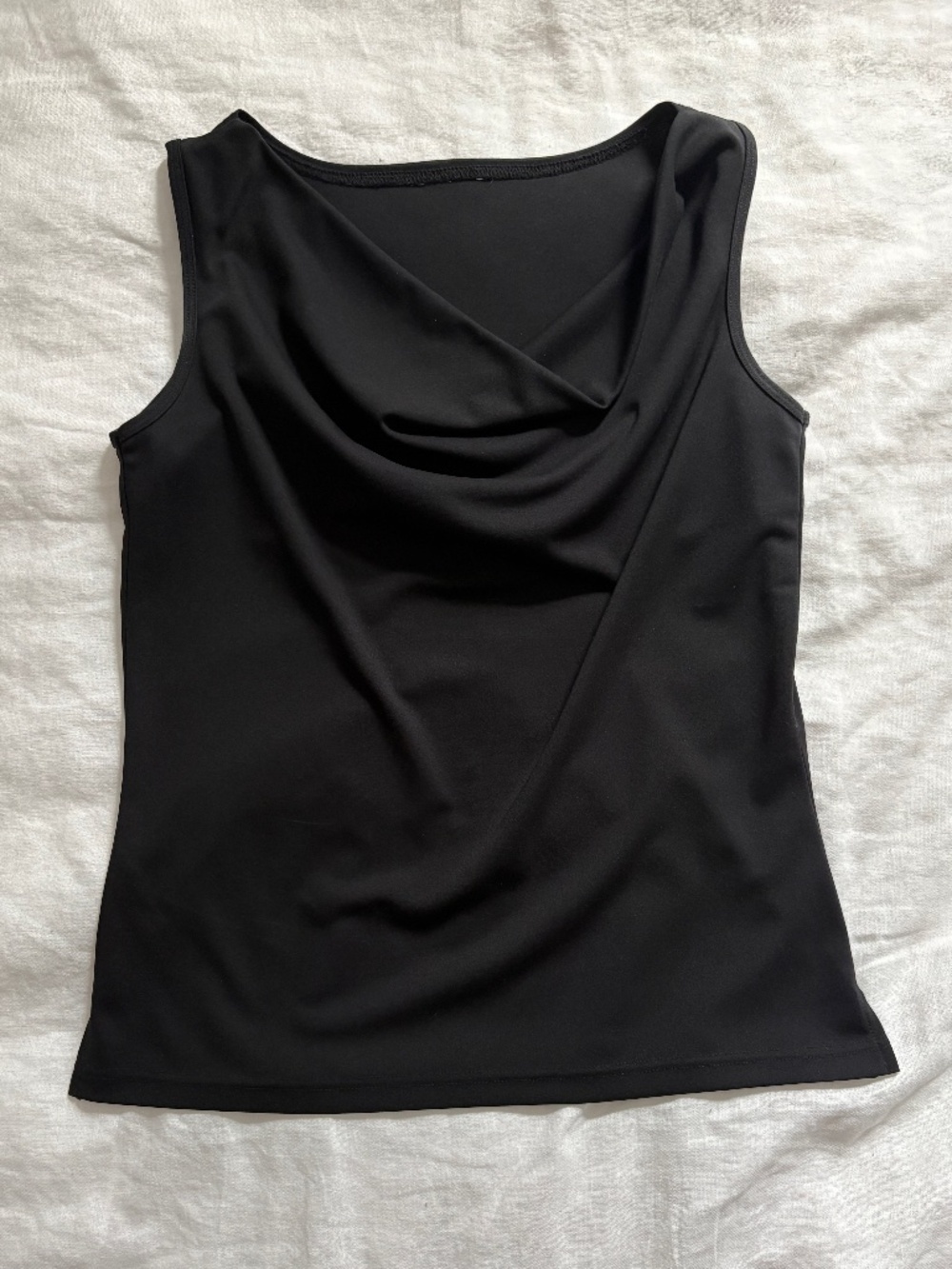 Black cowl neck sleeveless top